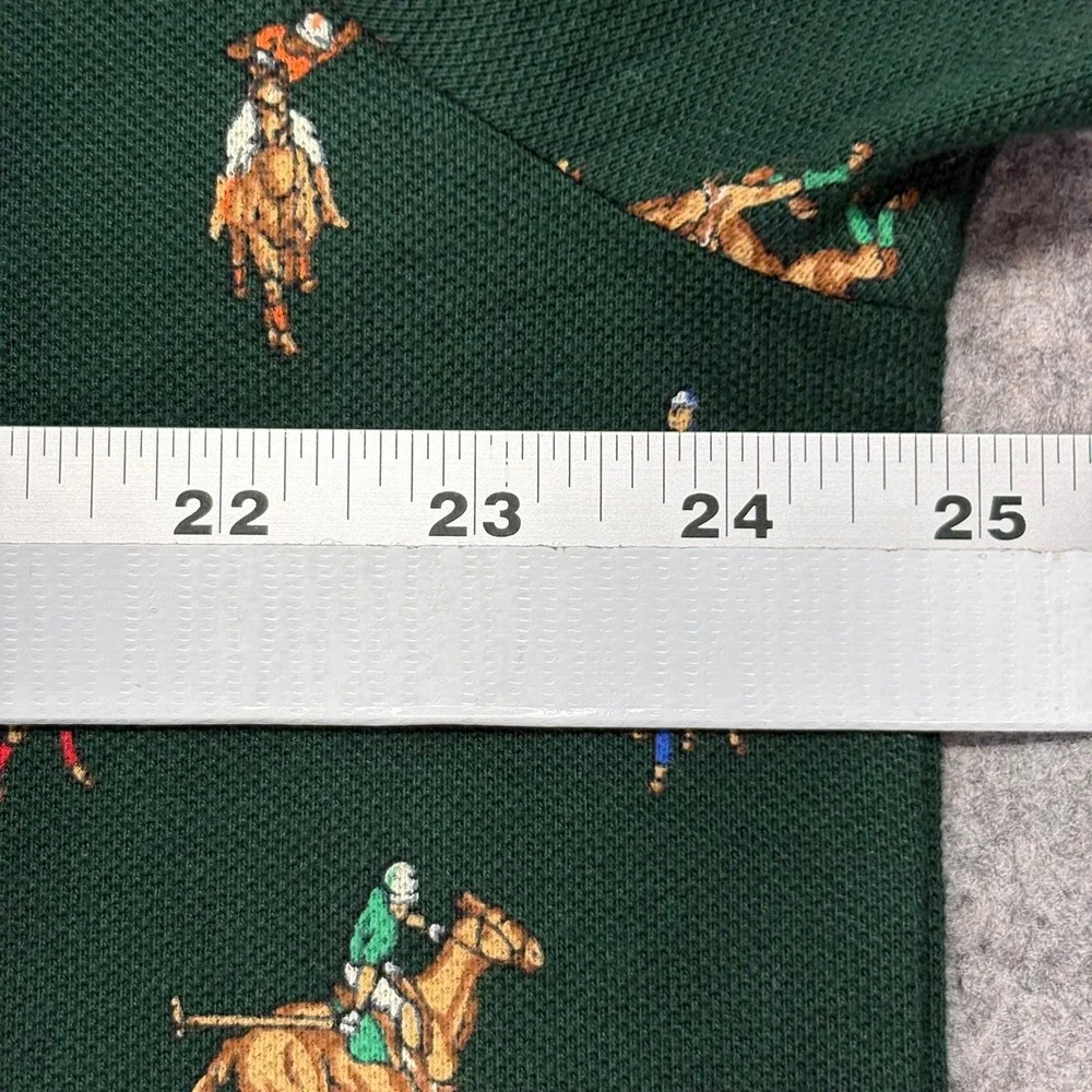 Polo Ralph Lauren Mesh Polo Shirt Mens XL Green Allover Pony Embroidery NWT